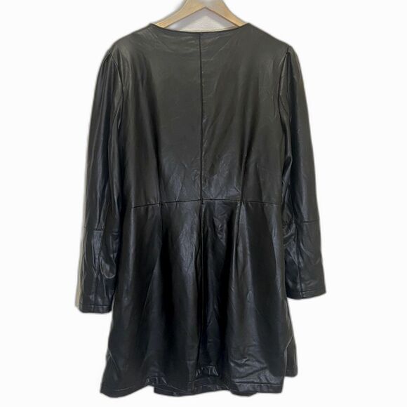 7 FAM - Vegan Leather True Wrap v-Neck Dress - size L (missing belt) - Picture 2 of 11